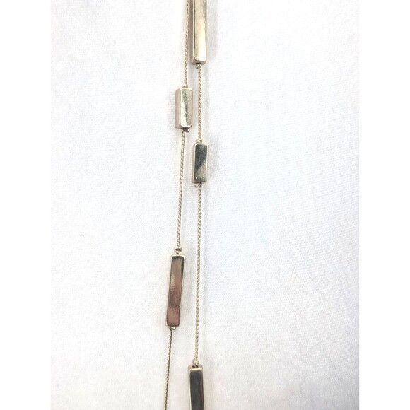 Chico's Signed Gold Tone Long Layered Bar Statement Chain Chunky Necklace - Picture 2 of 4